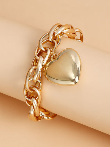 Chains Heart Shape Plain Normcore Bracelet Accessories