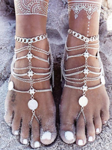 Punk Multilayer Tassels Anklets