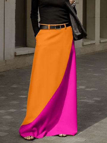 High Waisted Contrast Color Skirts Bottoms