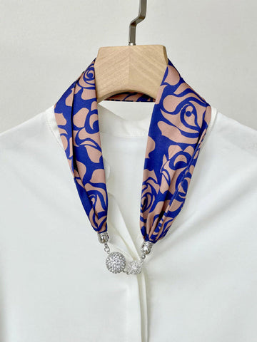 Floral Printed Rhinestone Scarf