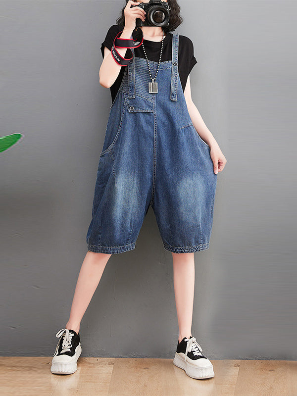 Artistic Retro Loose Sleeveless Split-Joint Overalls