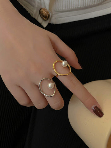 Hollow Pearl Rings Accessories