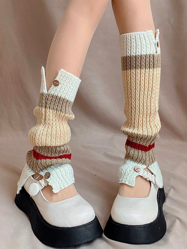 Contrast Color Split-Joint Split-Side Loose Leg Warmers Accessories