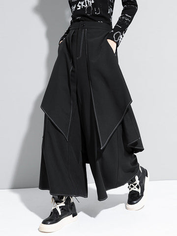 Loose False-Two Split-Joint Wide-Leg Pants