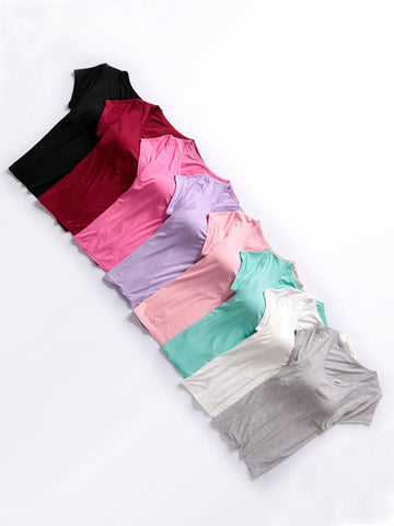 Modal Solid Color Short Sleeve Yoga Casual T-Shirts