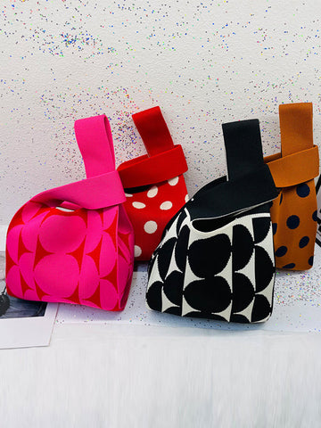 Contrast Color Polka-Dot Woven Handbag Bags Accessories