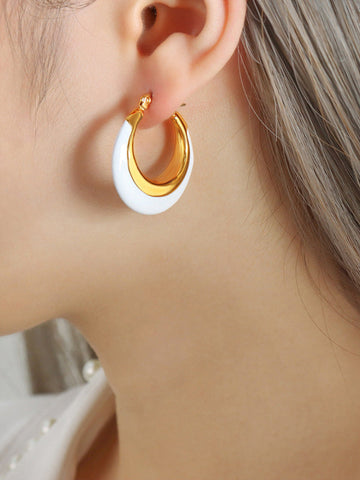 Contrast Color Geometric Split-Joint Earrings Accessories