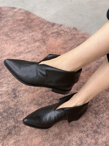 Pointed-Toe Solid Color Split-Joint Pumps Boots