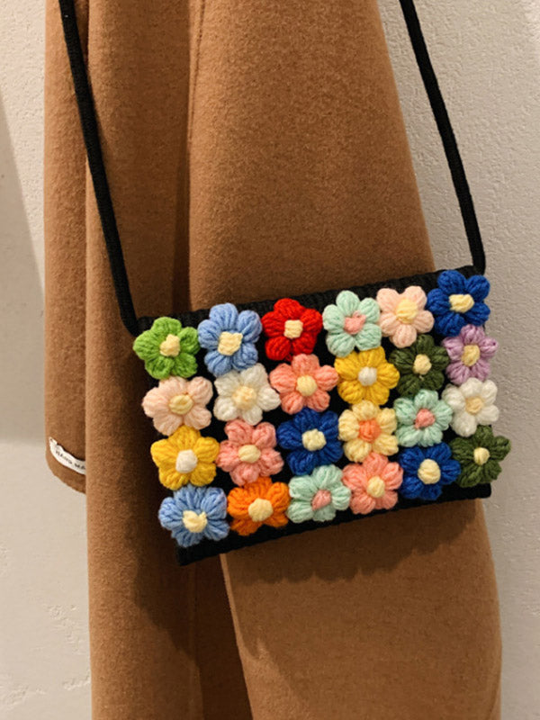 Flower Print Knitted Flower Crossbody Bags Bags