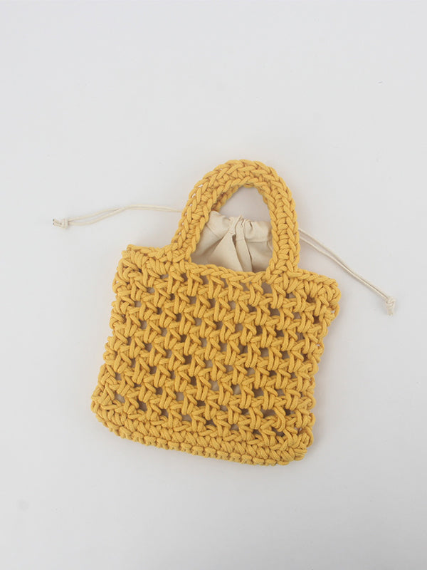 Hollow Solid Color Mini Knitting Woven Bags Handbags