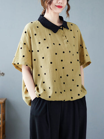 Artistic Retro Loose Polka-Dot Blouse