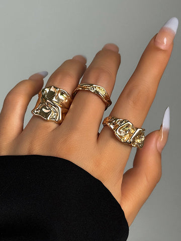 Geometric Three Pieces Solid Color Rings Accessories