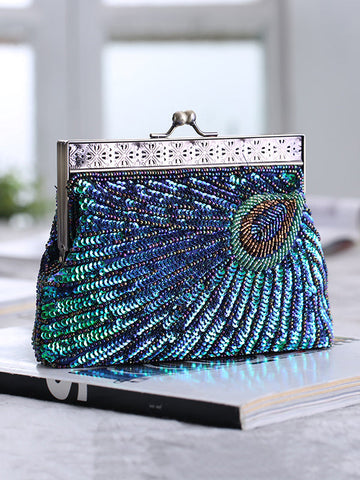 4 Colors Urban Geometric Sequined Makeup Bag Handbag