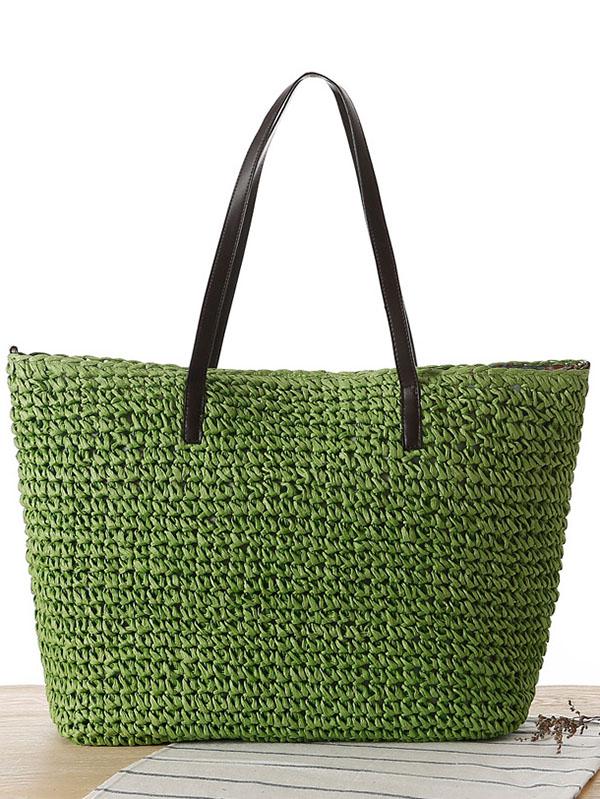 Simple Straw Plaited Article Bohemia Bag