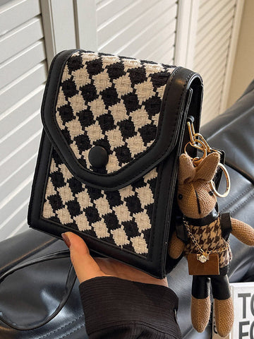 Checkerboard Contrast Color Crossbody Bags Bags