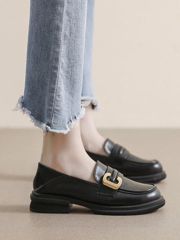 Round-Toe Split-Joint Platform Shoes Loafers