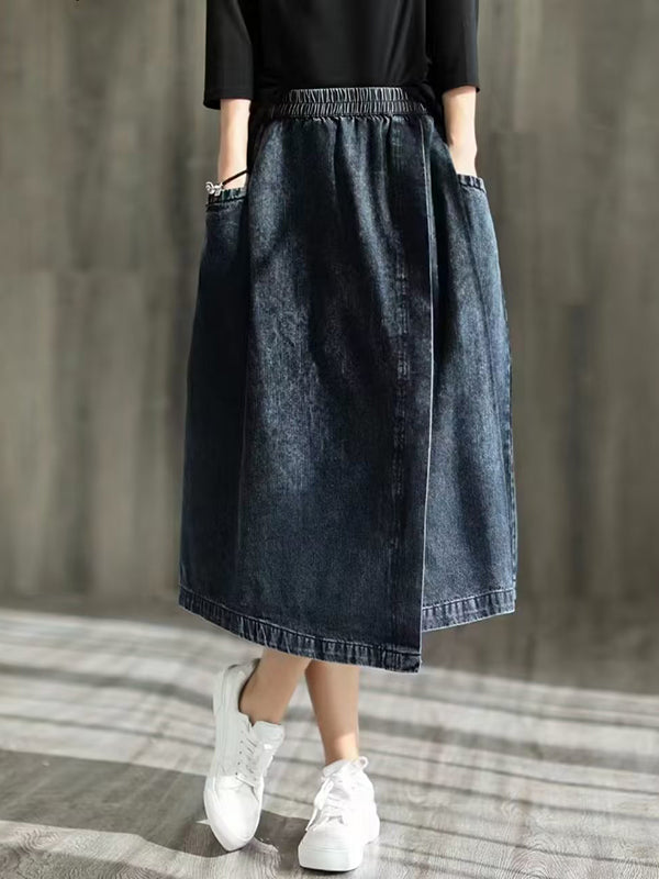 Asymmetric Elasticity Split-Joint Loose Skirts