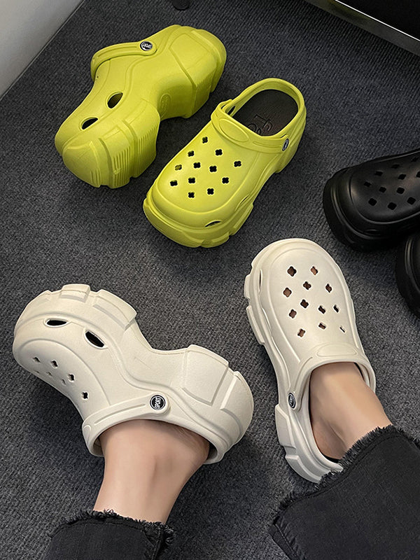 Hollow Round-Toe Slider Sandals Platform Shoes Crocs