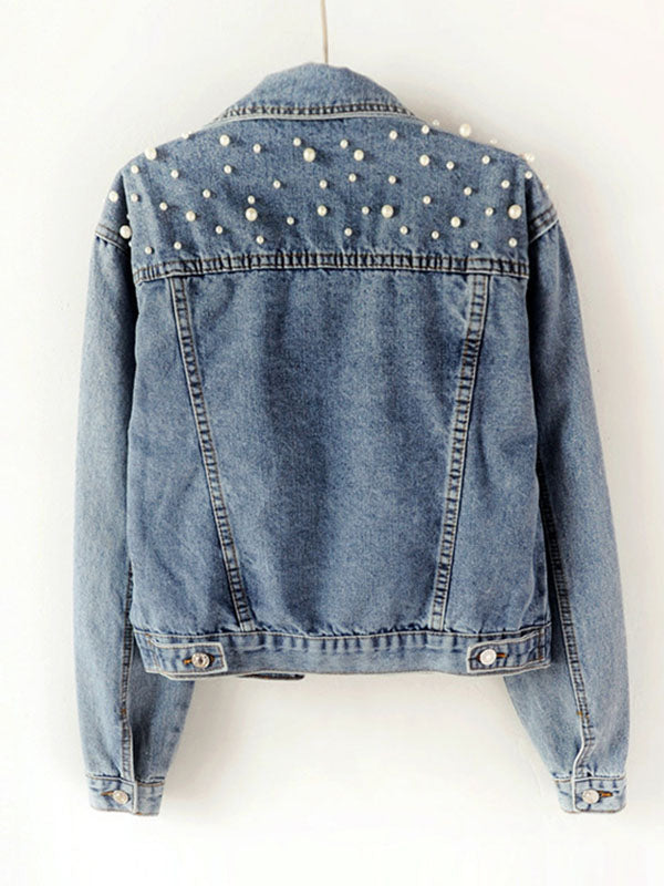 Denim Split-Joint Long Sleeves Lapel Jackets